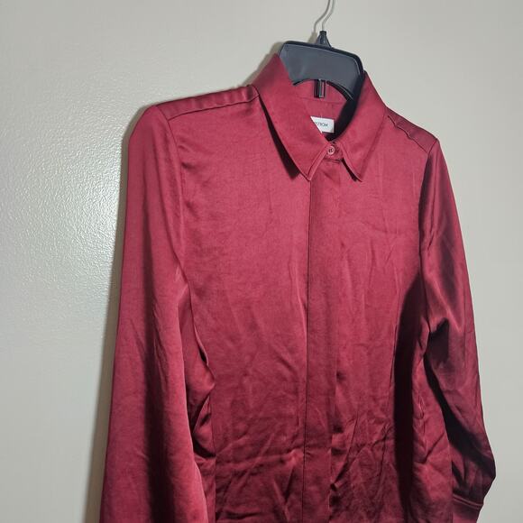 NWOT Nordstrom Maroon Button Up Collared Shirt Sz Small - Picture 3 of 15